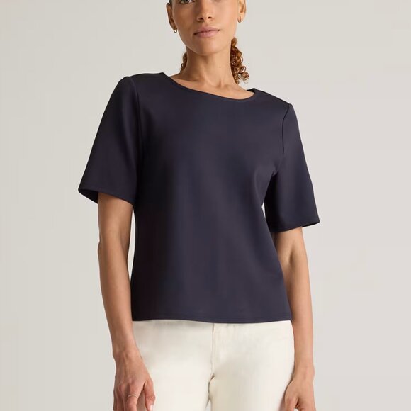 Quince Ultra-Stretch Ponte Short Sleeve Top - Picture 1 of 6